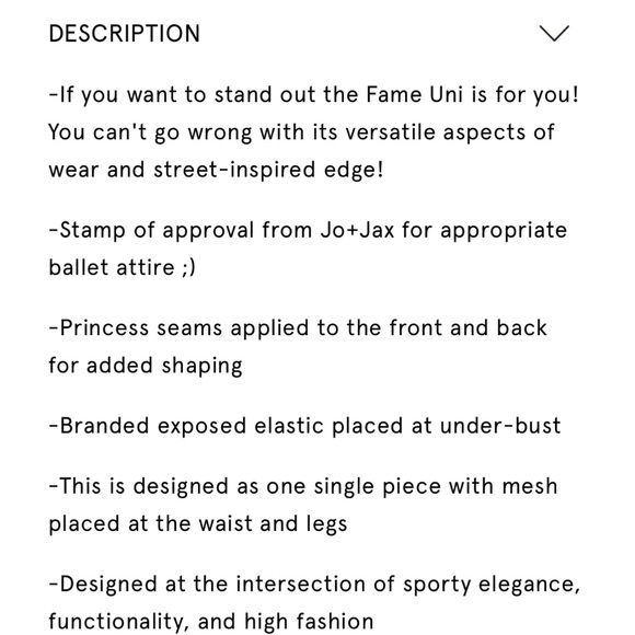 Jo + Jax Fame Uni Dance Unitard One Piece In Classic Black Girl’s YL - Picture 12 of 14